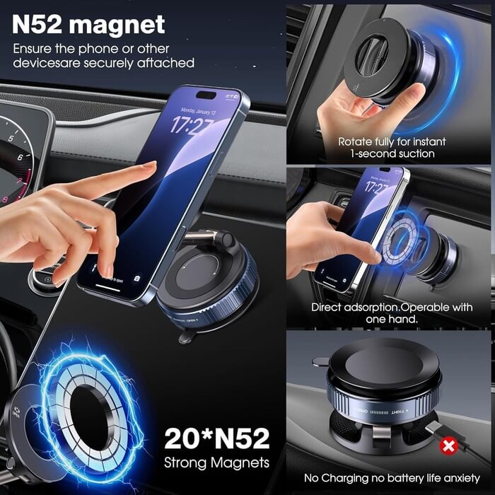 Soporte Magnético - MagFix 360 Mantén tu teléfono seguro mientras conduces con un soporte versátil y resistente.